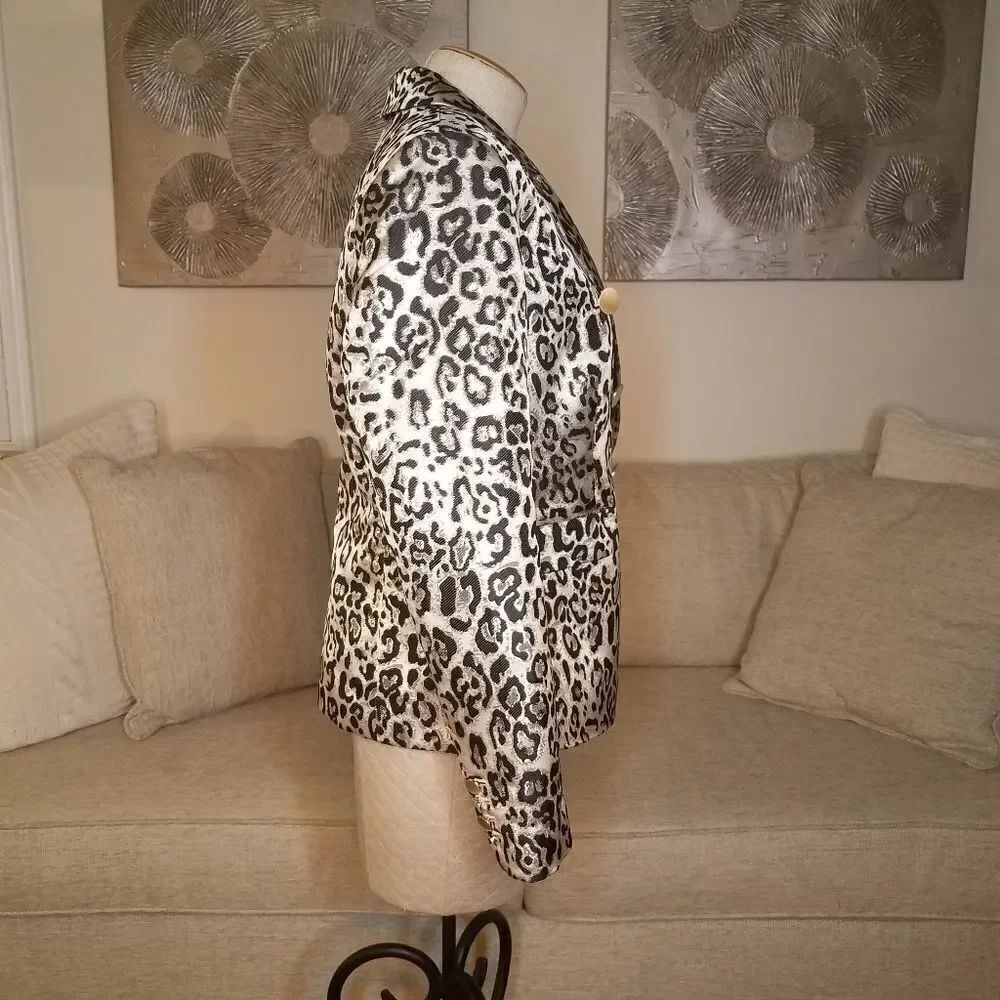 Rachel Parcell Metallic Leopard Blazer sz Large - Picture 6 of 12